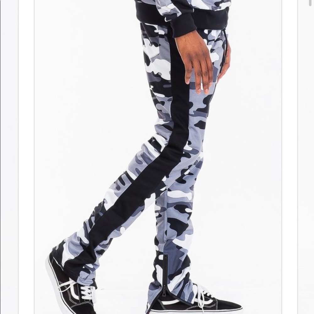 Black White City Camo Mens Joggers Pants